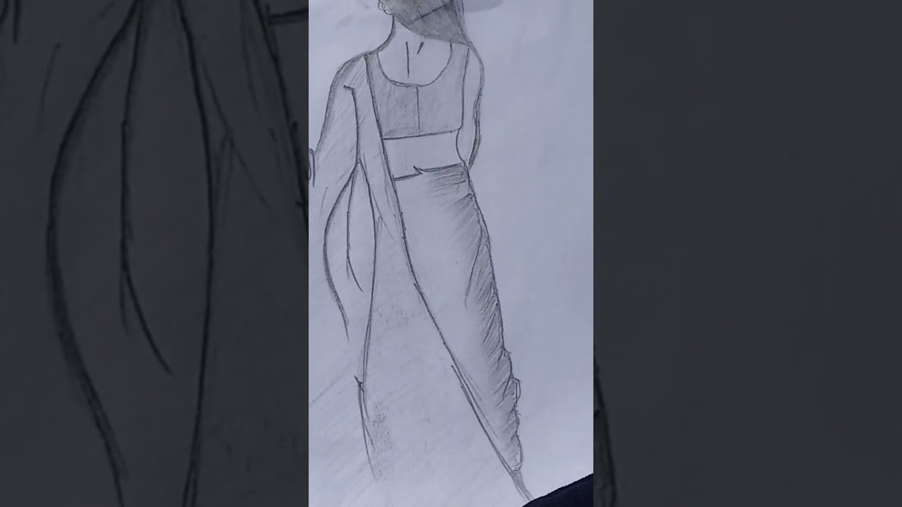 How to draw girl with saree 