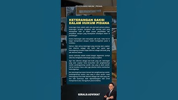Keterangan Saksi dalam Hukum Pidana #hukum #lawyer #pengacara