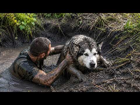 DOG DROWNING IN A SWAMP! Malamute MIKE is Crying!