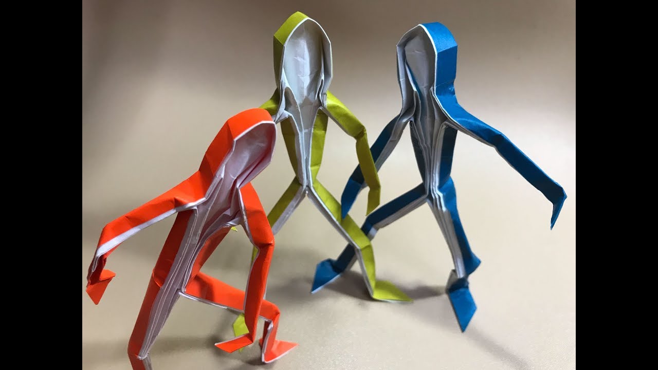 How to make a human figure model. おりがみの人間フィギュア