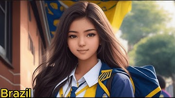 Asking ai to create beautiful high school student for each country. #ai #midjourney #student