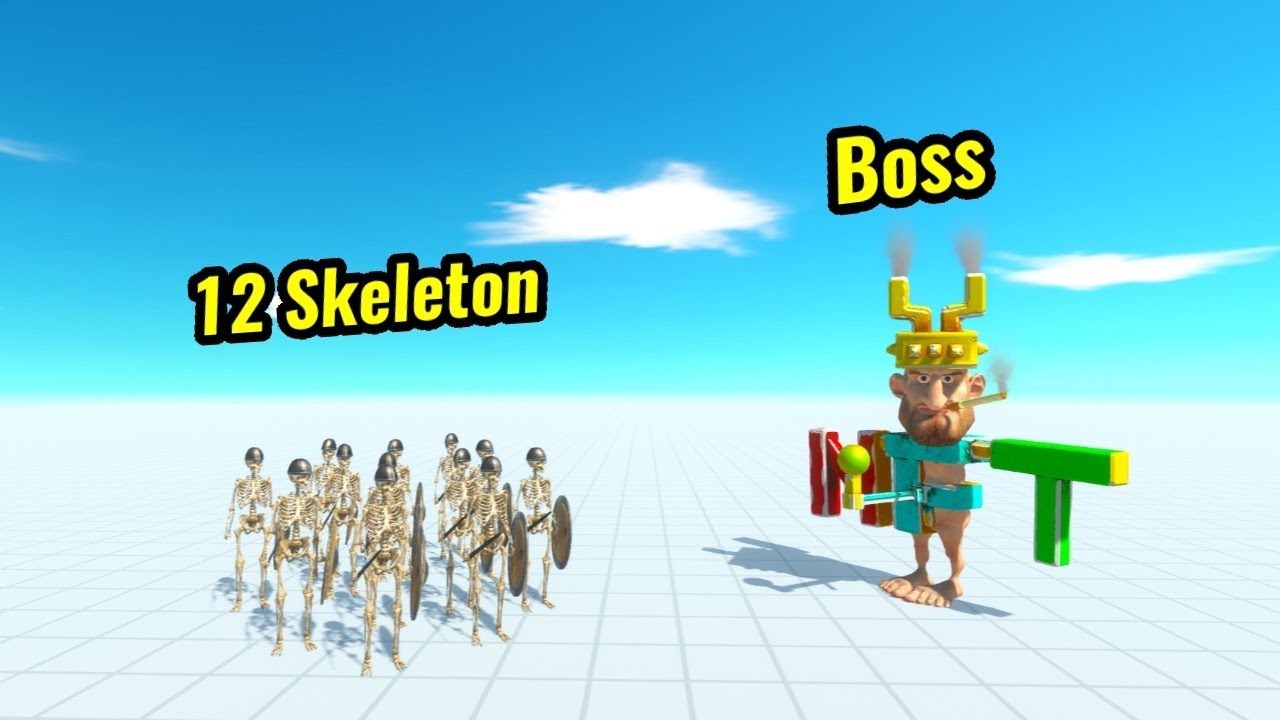 12 Skeleton Warrior vs boss factions animal revolt battle simulator