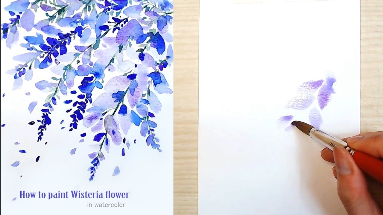 How to paint Wisteria flower in watercolor step by step YouTube