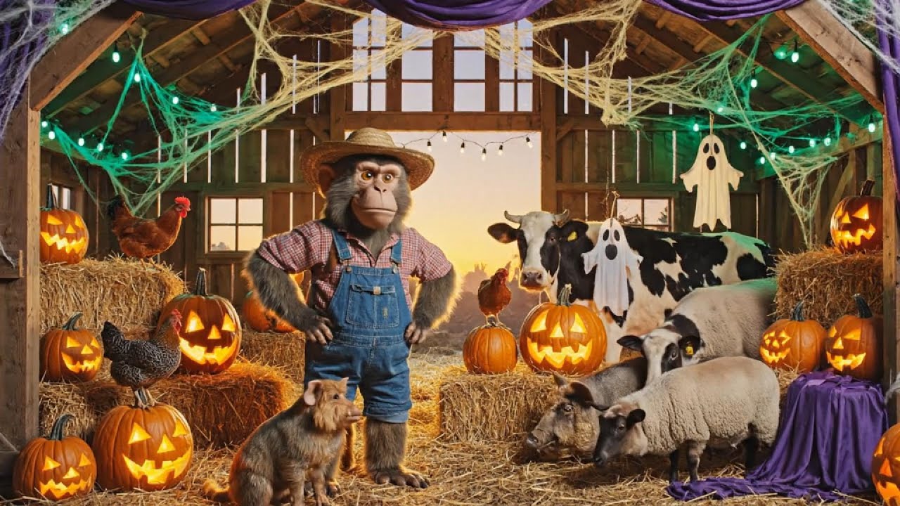 Monkey Farmer's Spooky Halloween Adventure | Haunted Barn Mystery Solved! 🎃 