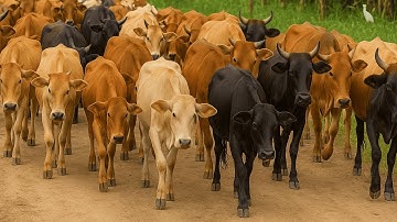 Video Hewan ternak Sapi - Suara Sapi Lembu di Ladang Memanggil Kawan untuk Pulang ke kandang di desa