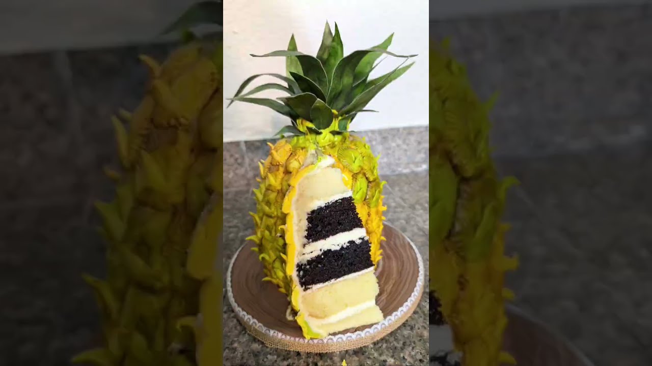 Pastel 3d en forma de Piña paso a paso