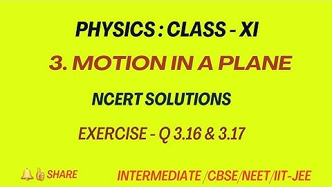 Physics | Class 11 | Motion in a plane - NCERT Solutions -Exercise 3.16 & 3.17 | Vectors | 2D Motion
