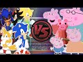 SONIC vs PEPPA and PIGGY CARTOON RAP WAR! (Sonic The Hedgehog Cartoon Rap Battle) CARTOON RAP ATTACK