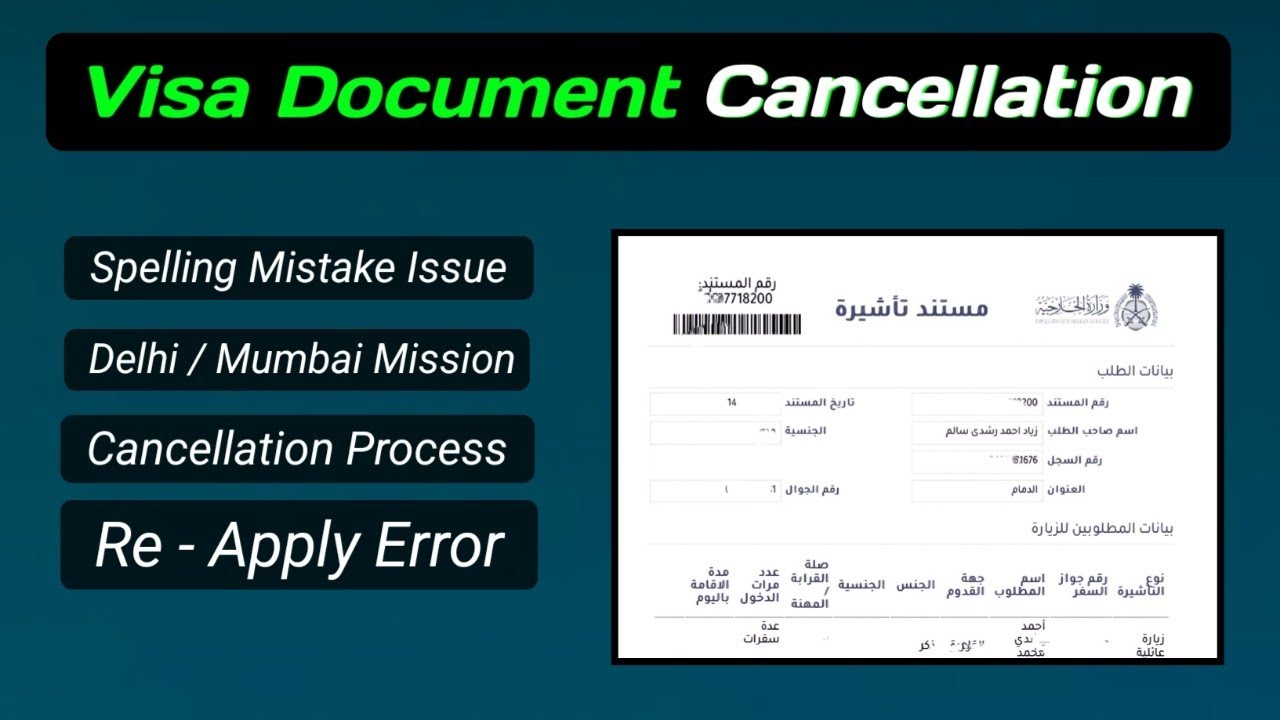 Saudi Visa Cancellation Process | Spelling Mistake | Saudi visa Document cancellation process