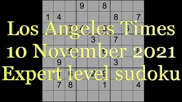 Sudoku solution – Los Angeles Times sudoku 10 November 2021 Expert level