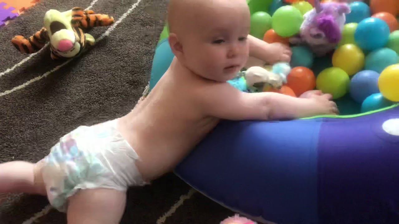 10monthold baby ball pit fun YouTube