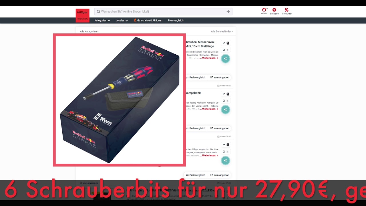 Schnäppchen des Tages 31.10.19 - Wera Red Bull Racing Kompaktwerkzeug mit 6 Schrauberbits