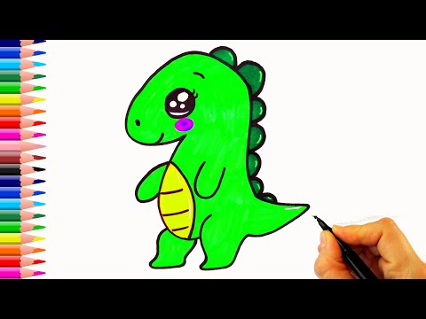 Sevimli Dinozor Nasıl Çizilir? - How To Draw a Cute Dinosaur