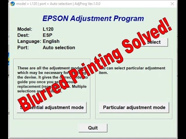 Hearty varsel Bør Epson L120 Blurred or Blurry Printing after reset. How to use Adjustment  Program? Tagalog Tutorial - YouTube