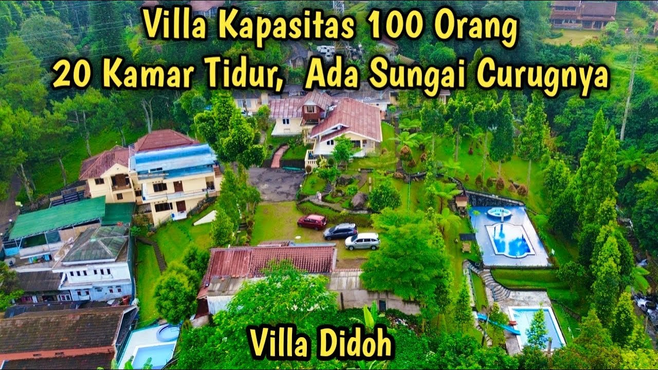 Villa Puncak Kapasitas Besar || 20 Kamar, Fasilitas Lengkap || Ada Sungai Curug || Villa Didoh