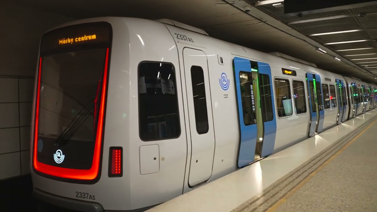 Sweden, Stockholm, subway night ride from Danderyds sjukhus to Mariatorget
