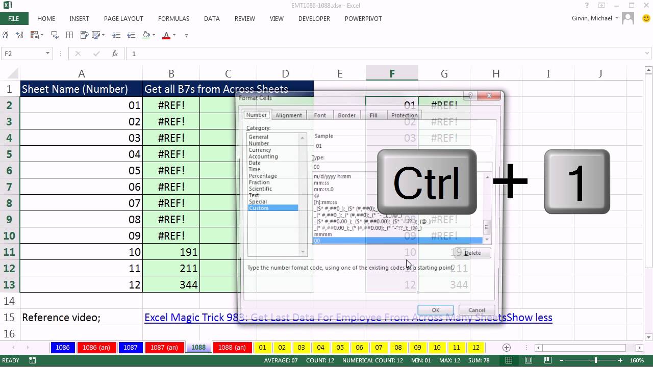 Excel Magic Trick 1088: Show All B7 values From Across Sheets with ...