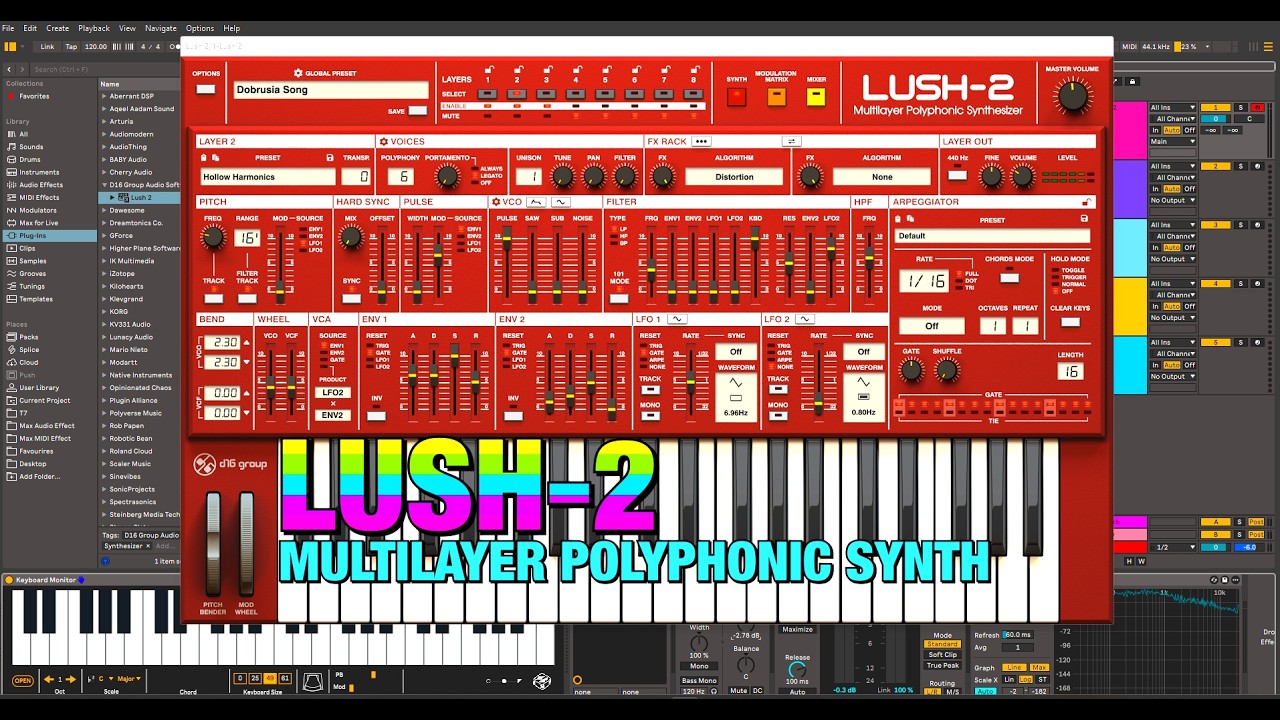 LUSH-2 Multilayer Polyphonic Synth by D16 - Overview & Factory Preset Demo for PC & Mac