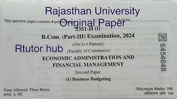 B.com 3rd year exam paper 2024 | Business Budgeting | Dr. Ruchi Khandelwal
