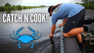 Catching Blue Crabs and Boiling Them LOUISIANA STYLE! | CATCH N COOK!