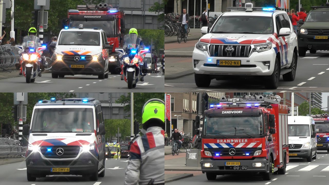 Koninklijke Marechaussee begeleidt hulpdiensten met spoed in Amsterdam voor Kinderbeestfeest! #1524