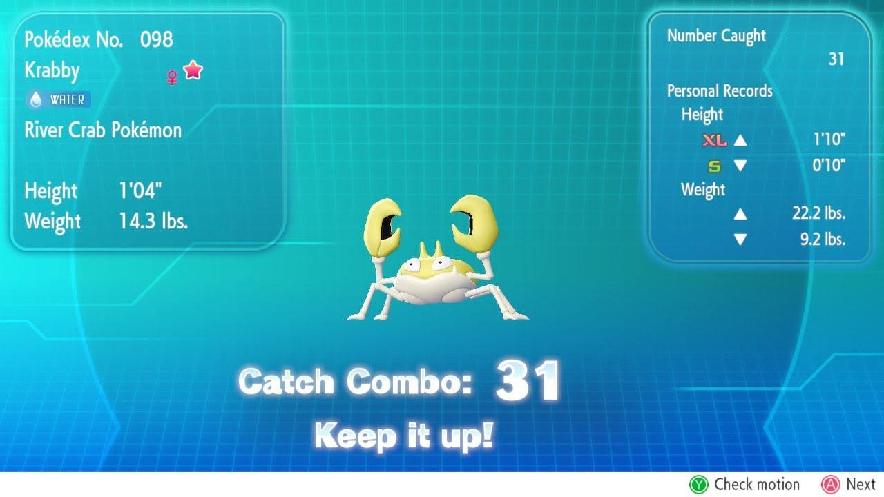 Catching Shiny Krabby - Pokémon Let's Go Eevee