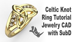 Jewelry CAD Design Tutorial- Celtic Knot Ring 3D Modeling with Rhino 3D #408