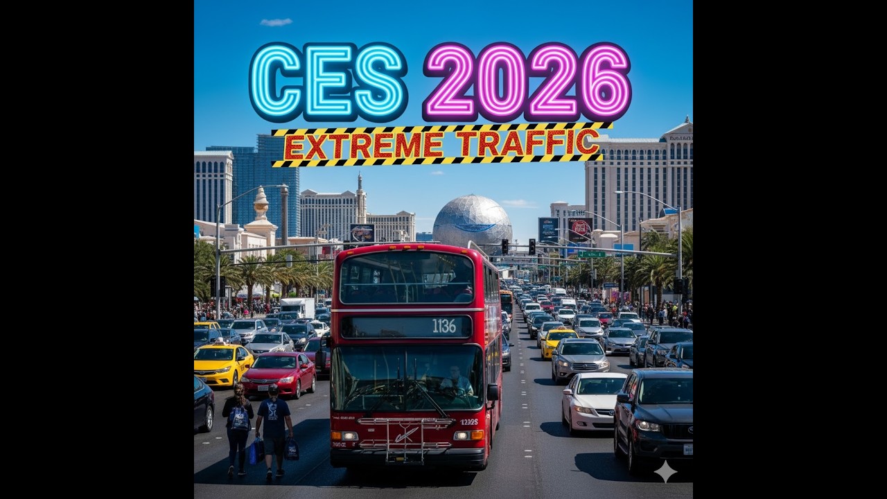 Las Vegas Strip DEUCE Bus Fahrt (northbound) während der CES-2026 Full City & Heavy Traffic