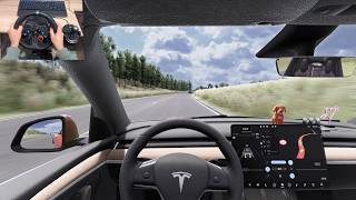 Tesla Model Y  - Euro Truck Simulator 2 [Steering Wheel Game Play] 2022 Tesla Model Y Euro Truck Simulator 2 Steering Wheel Gameplay