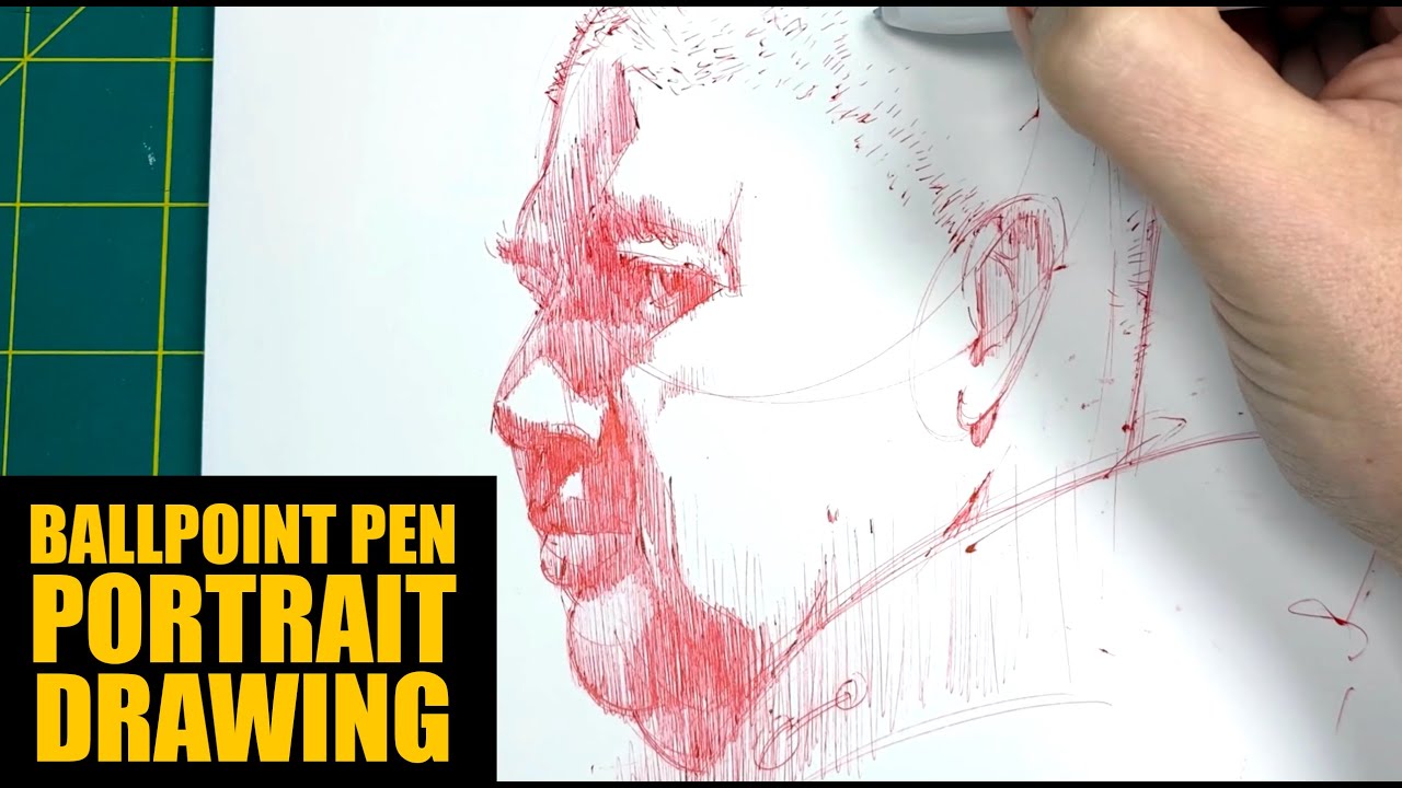 Ballpoint Pen Portrait - Full Commentary + Real Time!