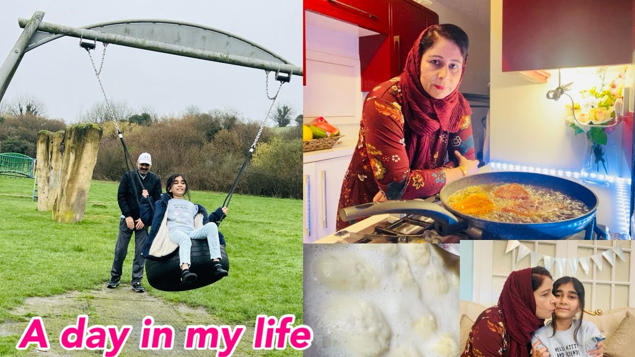 Kashmiri Mum Daily Routine In UK Luton | Preparing Iftar Food | نور نے  سردی میں بھی پارک گھوم لیا 😳