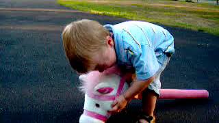 Kid Crying With Sister's Pink And White Pony