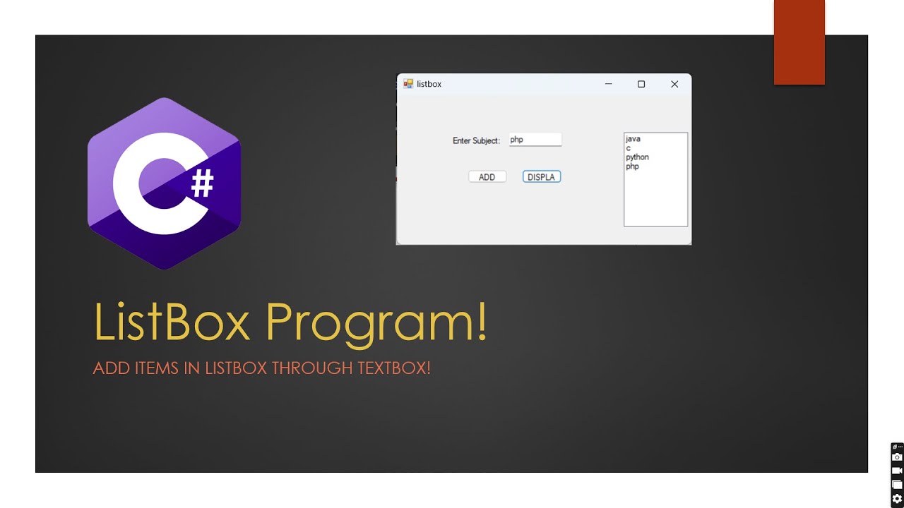 ListBox in windows form c#. #coding #gui #ListBox #label #textbox # ...