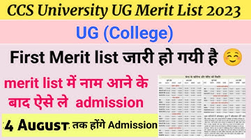 CCS University UG Collage First Merit List Offer letter आ गए है और ऐसे ले Admission (2023)