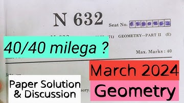 Geometry March 2024 Paper Solution and Discussion Class10 Maths2 SSC 10th Board Exam Papers