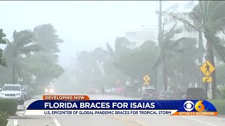 Isaias slightly strengthens as it crawls up Florida coast