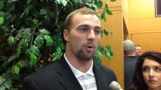Kansas State Football Players Jake Waters, Glenn Gronkowski, Will Davis And Jonathan Truman Discus