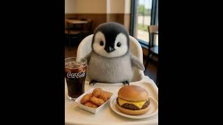 Baby Penguin Eating Fast Food