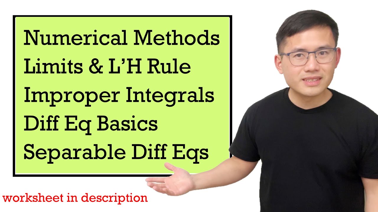 24 Calculus 2 Exam Review Problems (midpt/trapezoid/Simpson, improper integrals, L’H rule, diff eqs)