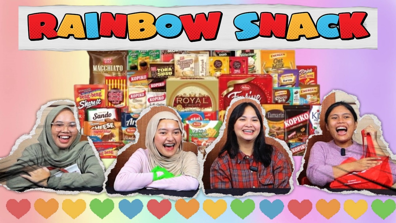 CHALLENGE SNACK RAINBOW GABOLEH SAMA!! EDISI ANJAY GIRLS!!