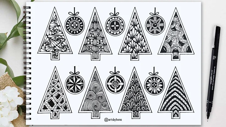 8 Christmas Tree and  6 Christmas Ball  Easy For Beginners 🌼 Christmas Zentangle Art Ideas