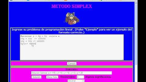 Calculador Metodo Simplex