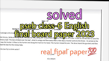 Pseb class-6 English final board paper 2023 #6thclassenglish #6thclass #class6th fully solved paper