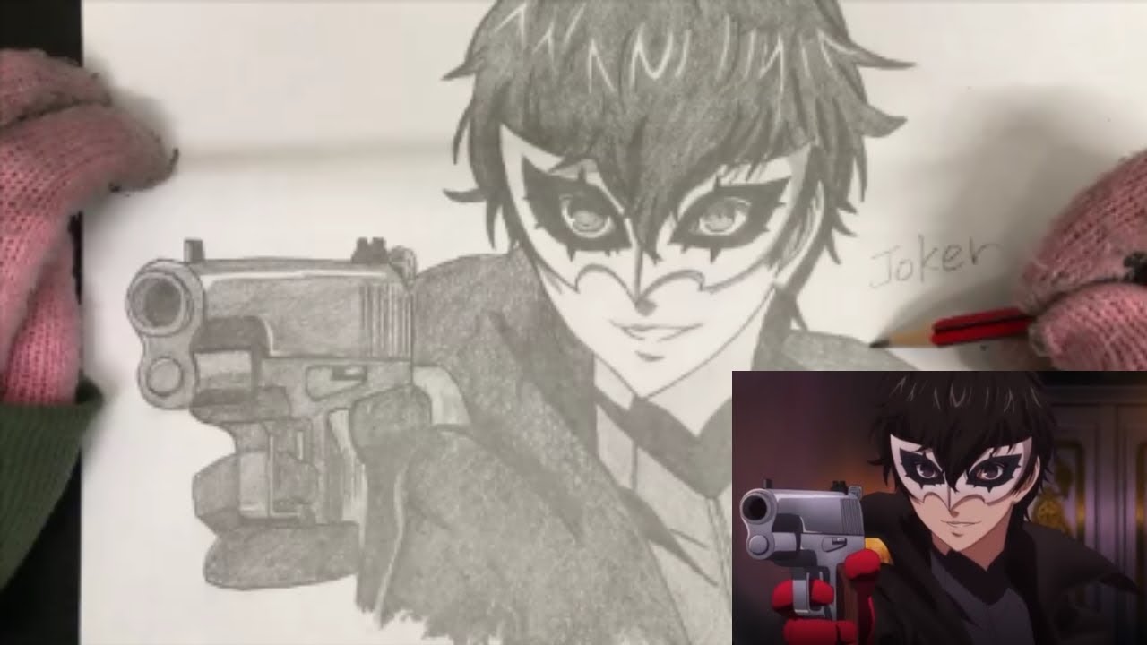 Drawing Joker (Persona 5)　ペルソナ5　ジョーカー　描いてみた, image size:1280x720