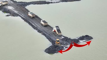 Ep 449 work dump truck Delivery Rock Filling Process Wheel Loader Push Stones into Water