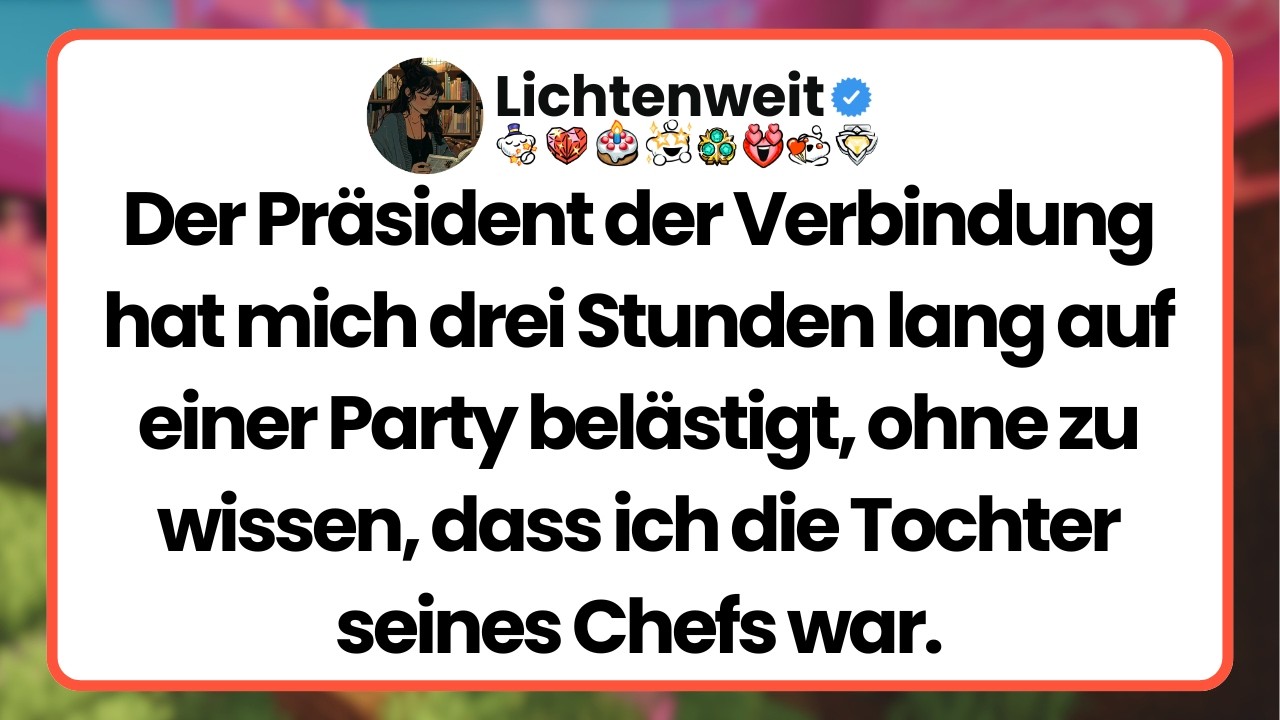 [Ganze Folge] Der Präsident der Verbindung hat mich drei Stunden lang auf einer Party belästigt