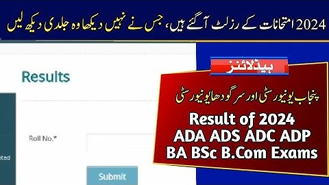 2024 Result of ADA ADS ADC ADP Exams | PU & UoS Result of BA BSc B.Com Exams Announced