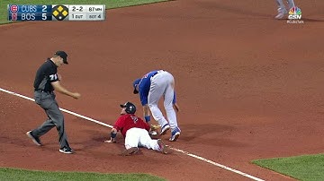 CHC@BOS: Bryant snags a liner, turns double play