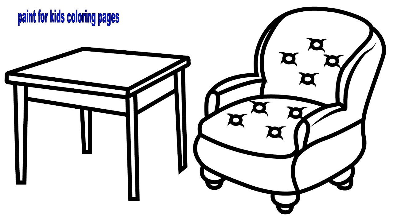 How To Draw Armchair And Table Coloring Pages For Kids Drawing