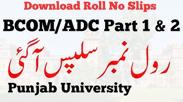 BCOM ADC Part 1 & 2 Annual 2023 Roll No Slips PU